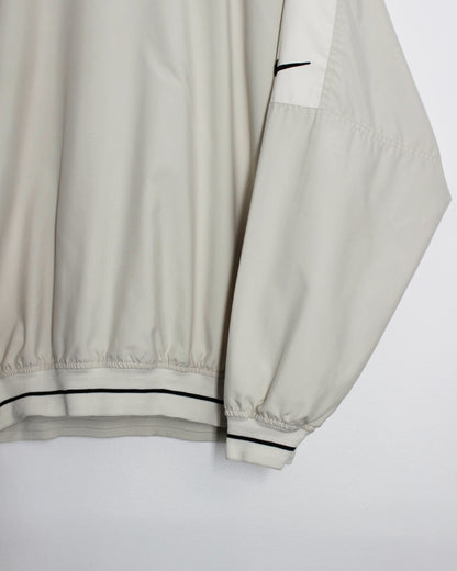 90s Nike Cream/White V-Neck Windbreaker (XL)