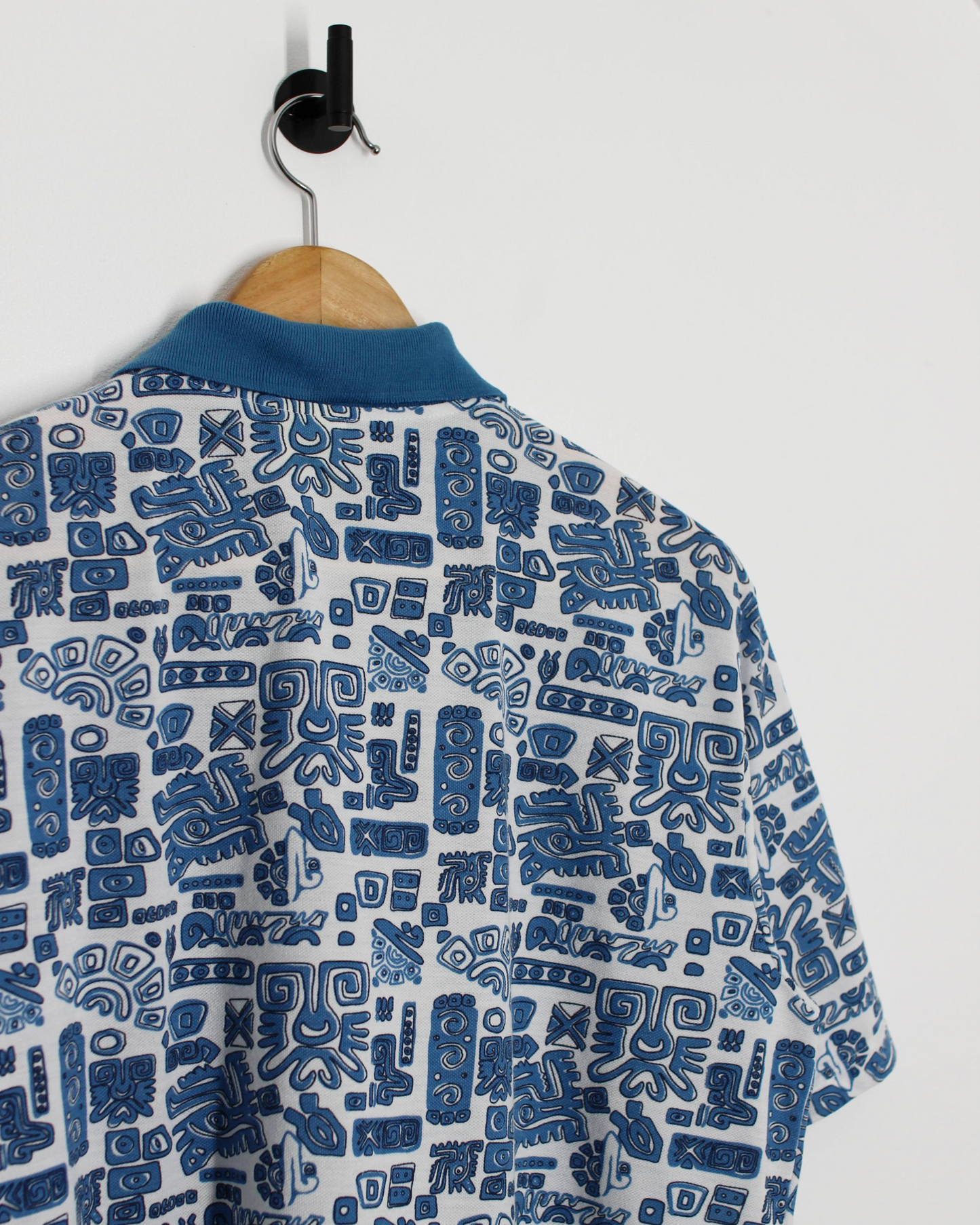 90s Premier Man Abstract Aztec Blue/Red Polo (S)