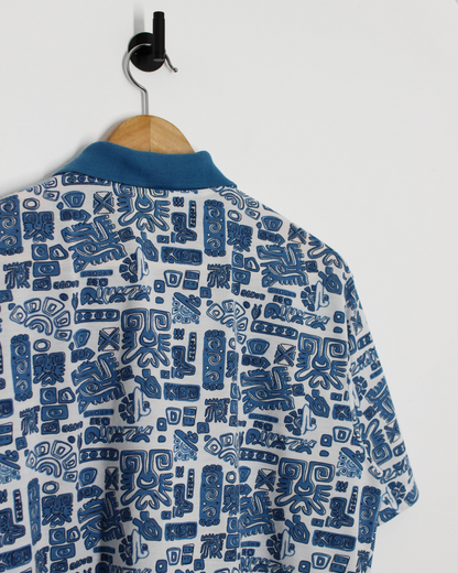 90s Premier Man Abstract Aztec Blue/Red Polo (S)