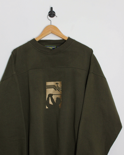 90s Pebble Beach Khaki Green Crewneck Sweatshirt (L)