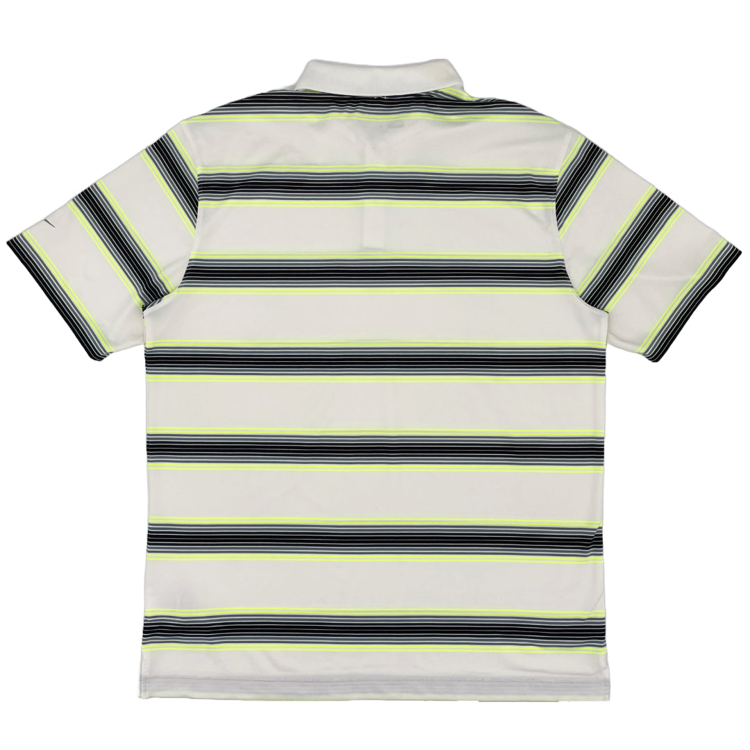 Nike White/Yellow/Black Striped Polo-Shirt (L) - Generation Mulligan