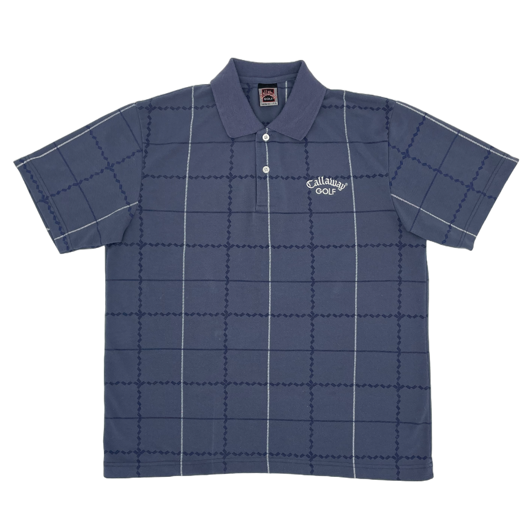 Callaway Blue Chequered Polo-Shirt (S)