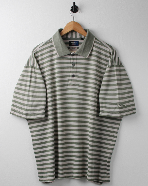 90s Callaway Green Striped Polo (L)