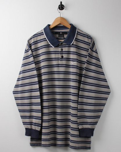 00s Nike Tiger Woods Striped Long Sleeve Polo (L)