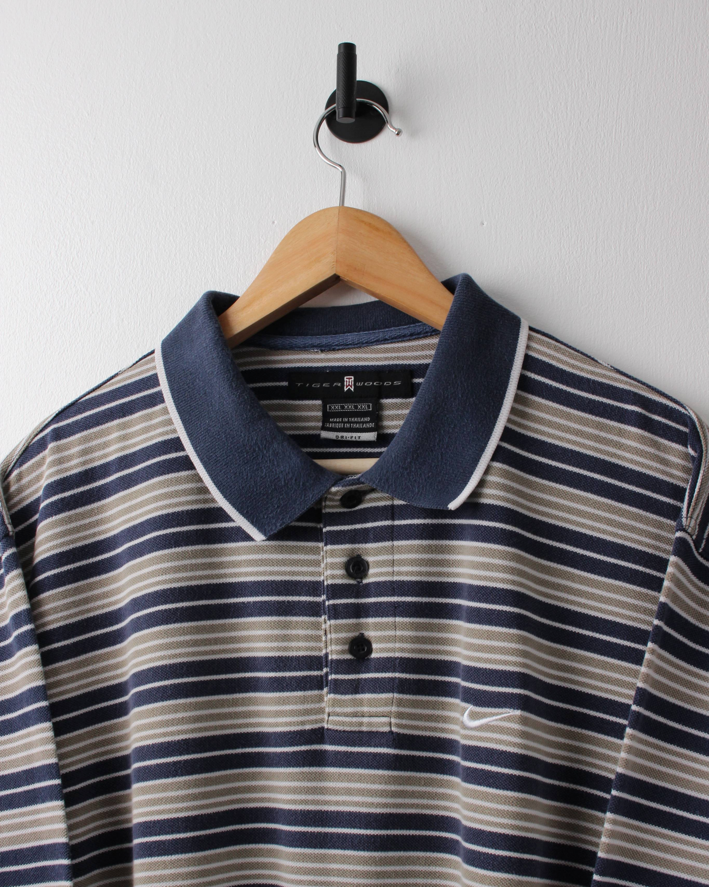 00s Nike Tiger Woods Striped Long Sleeve Polo (L)