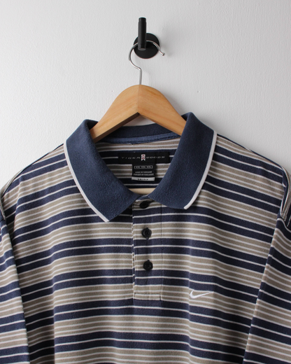 00s Nike Tiger Woods Striped Long Sleeve Polo (L)