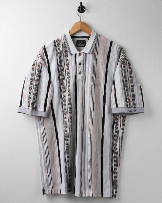 90s Greg Norman Fripp Island Abstract Striped Polo (L)