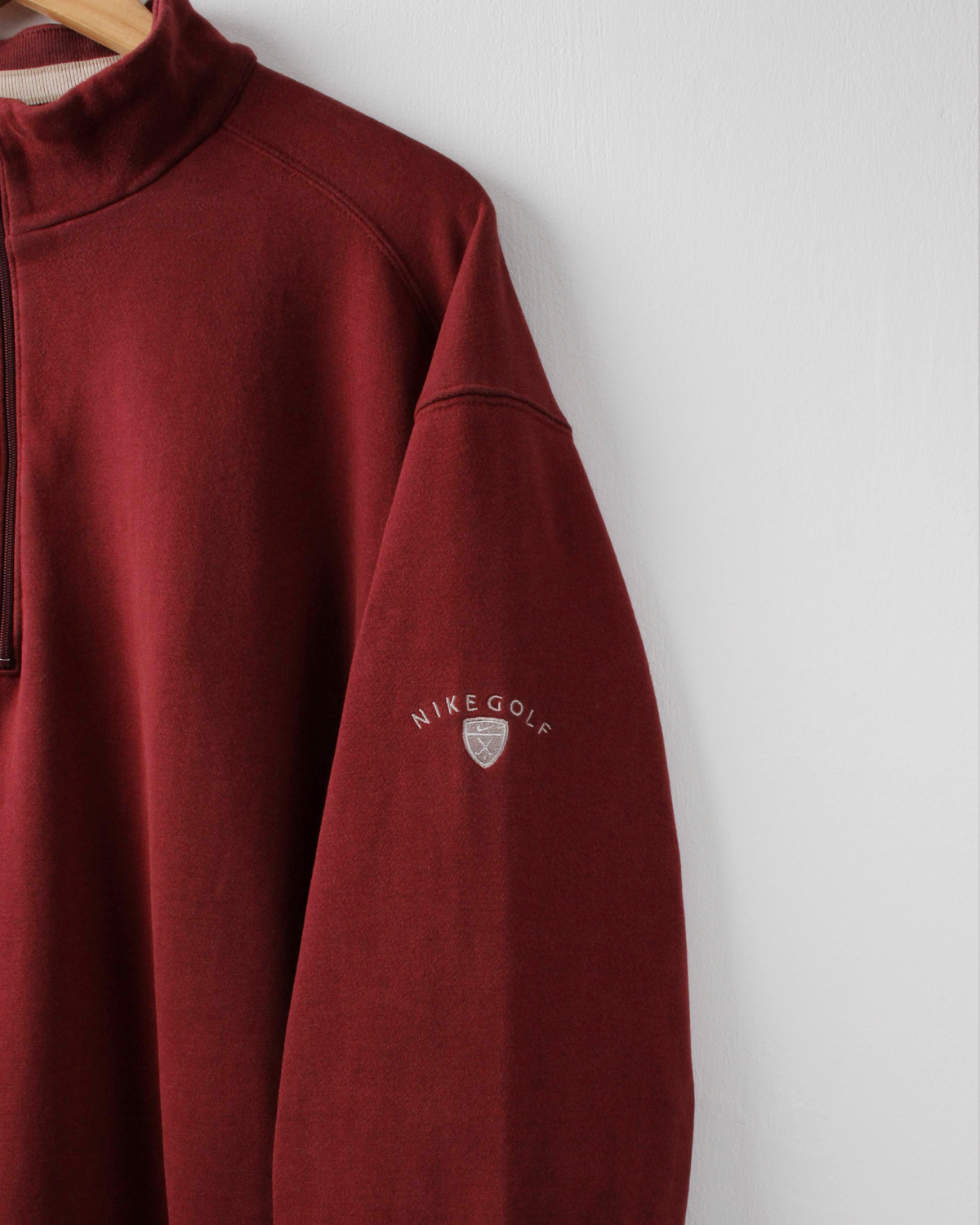 00s Nike Golf Shield Logo Burgundy Quarter Zip Jumper (L)
