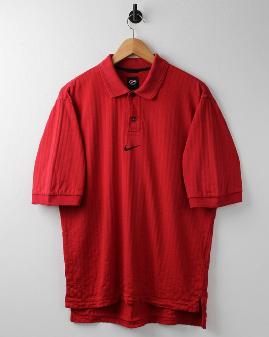 90s Nike Yin Yang Centre Swoosh Red Polo (S)