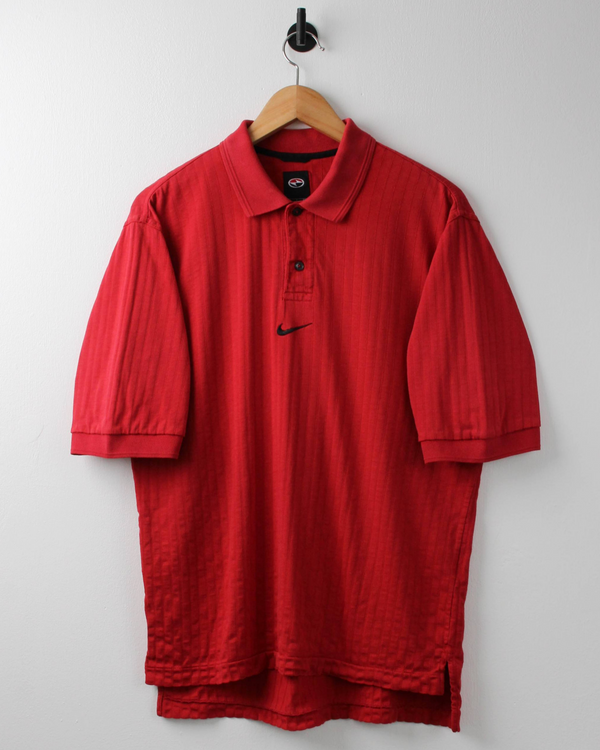 90s Nike Yin Yang Centre Swoosh Red Polo (S)