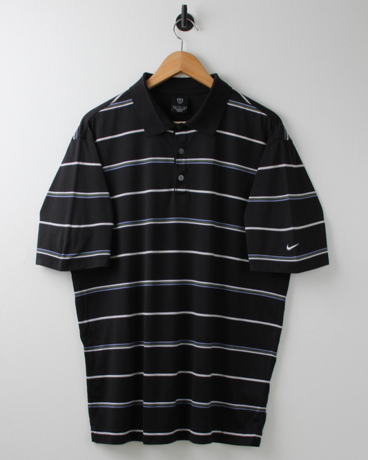00s Nike Navy Striped Polo (M)