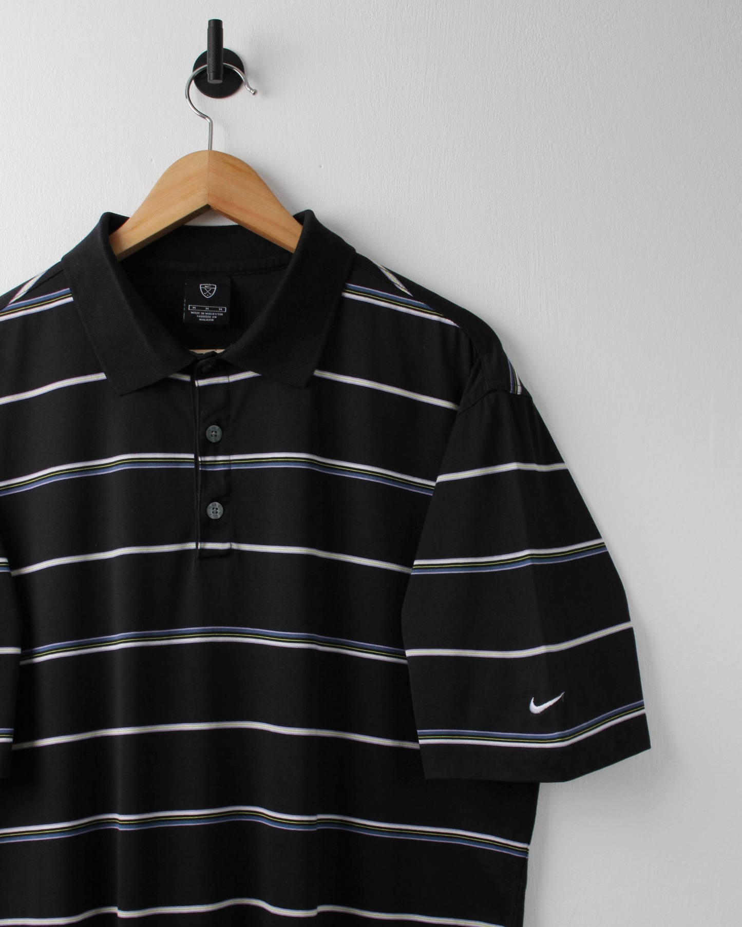 00s Nike Navy Striped Polo (M)