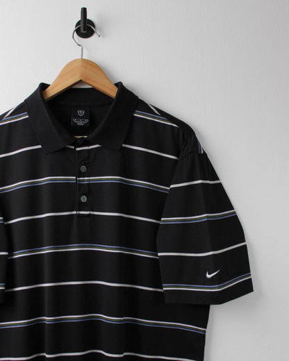 00s Nike Navy Striped Polo (M)