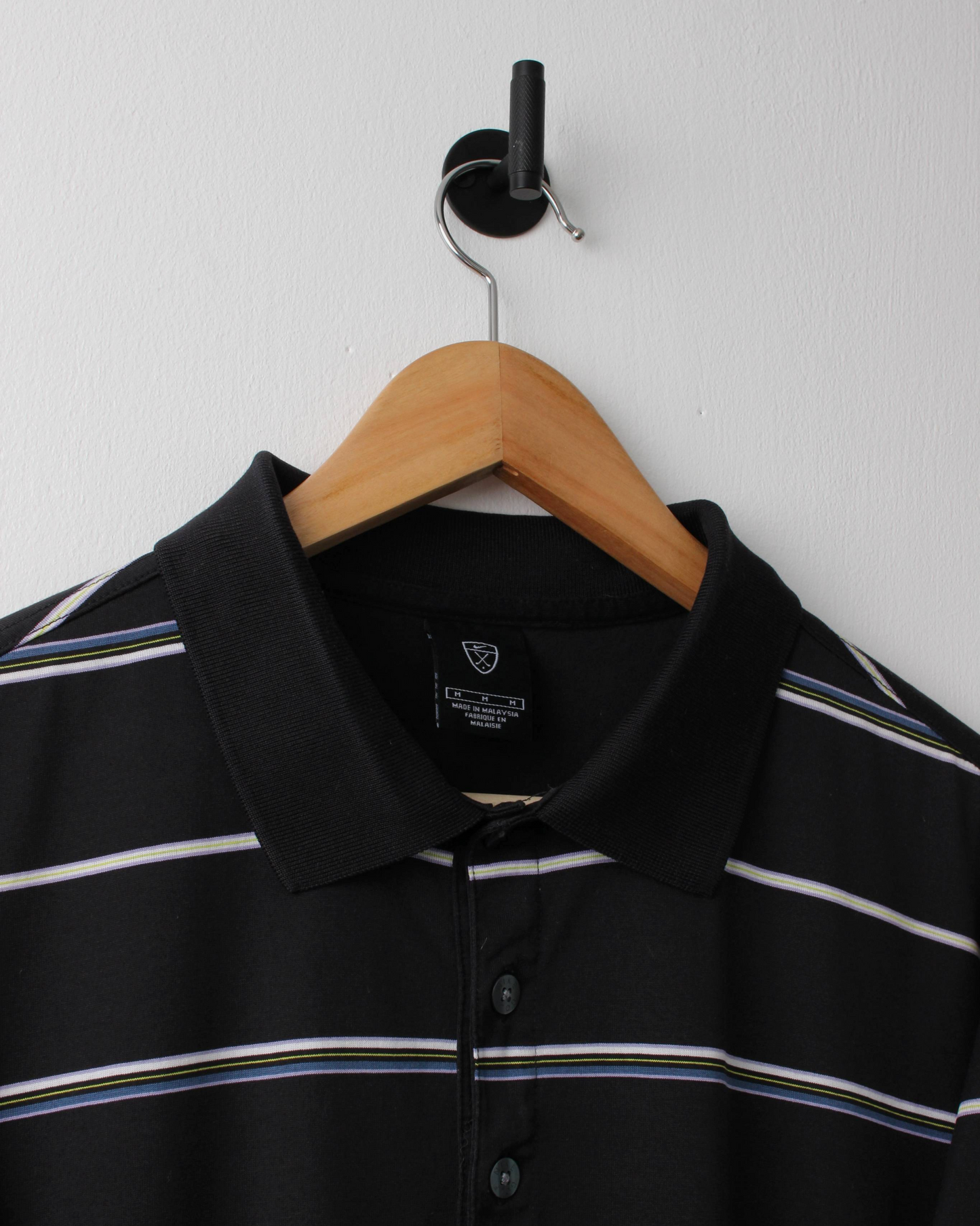 00s Nike Navy Striped Polo (M)