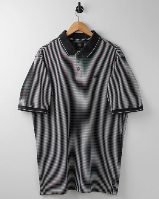 00s Nike Black & White Striped Polo (L)