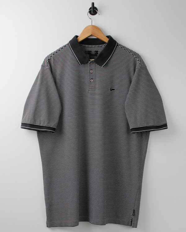 00s Nike Black & White Striped Polo (L)