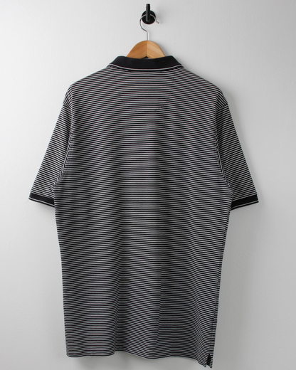 00s Nike Black & White Striped Polo (L)