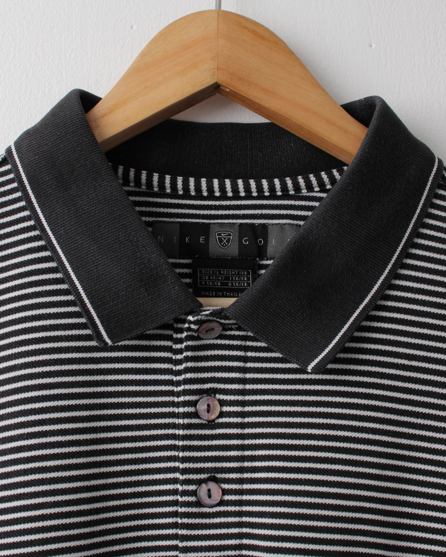 00s Nike Black & White Striped Polo (L)