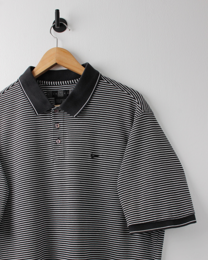 00s Nike Black & White Striped Polo (L)
