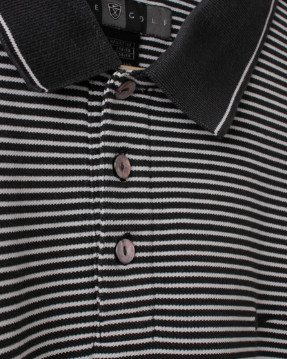 00s Nike Black & White Striped Polo (L)