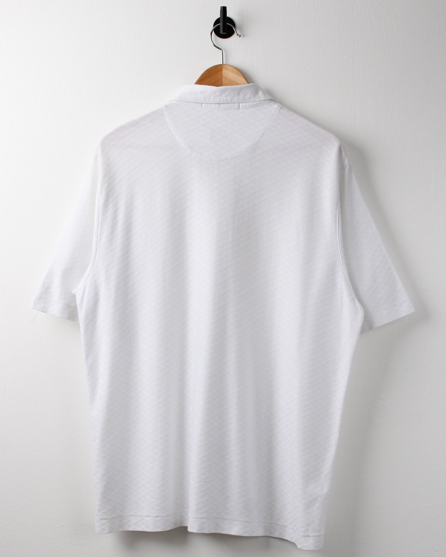 00s Nike Tiger Woods White Textured Zipped Polo (L)