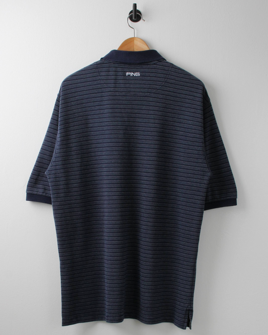 00s Ping Blue & Navy Striped Polo (L)