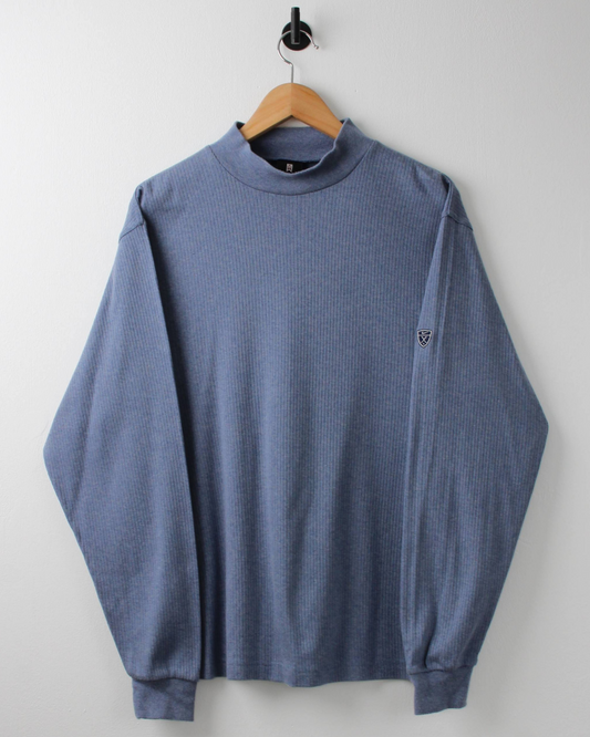 00s Nike Shield Blue Long Sleeve Mock Neck Golf Top (M)