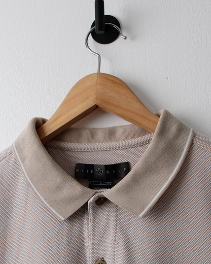 00s Nike Beige Textured Polo (L)