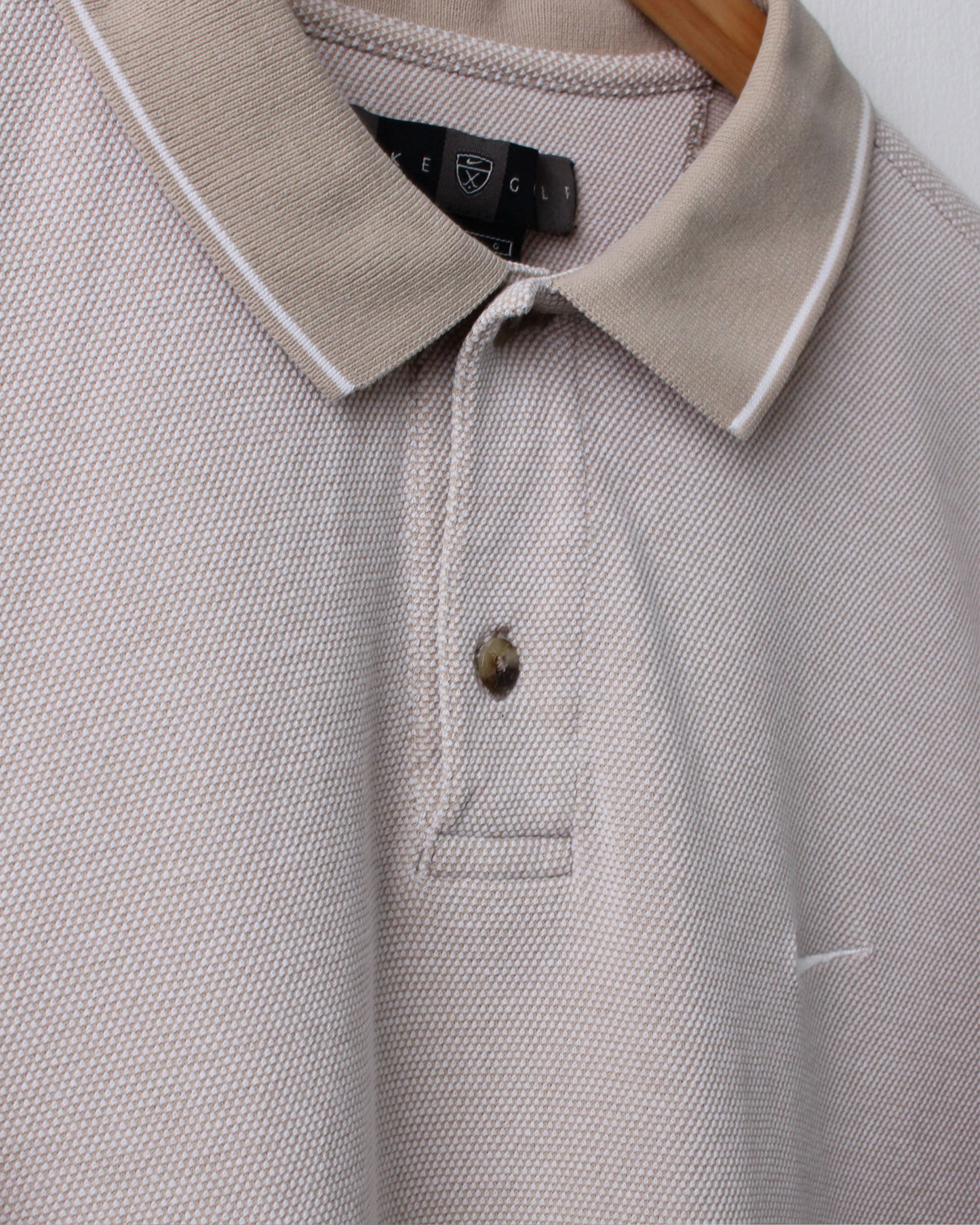 00s Nike Beige Textured Polo (L)