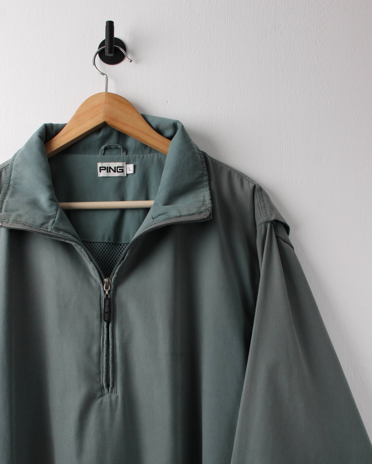 00s Ping ‘Mr Ping’ Logo Green Quarter Zip Windbreaker (M)