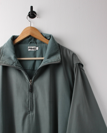 00s Ping ‘Mr Ping’ Logo Green Quarter Zip Windbreaker (M)