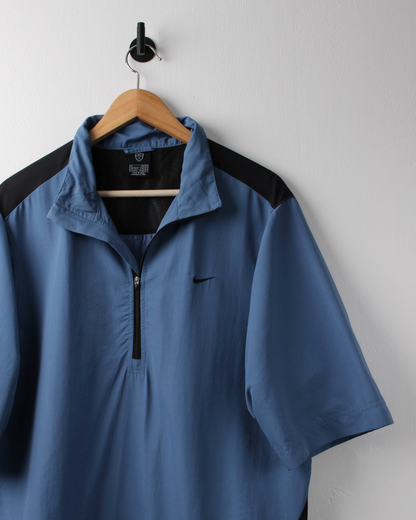 00s Nike Blue & Black Short Sleeve Windbreaker (M)