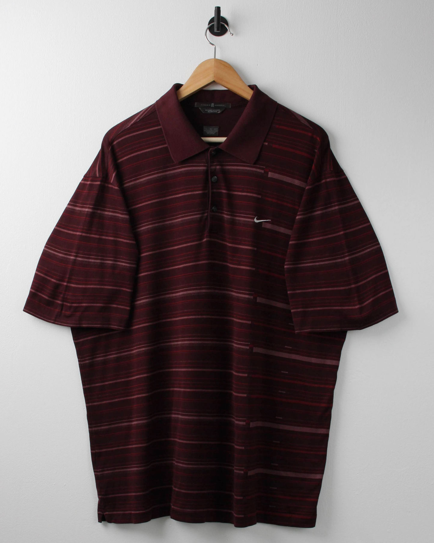00s Nike Tiger Woods Burgundy Striped Polo (XL)