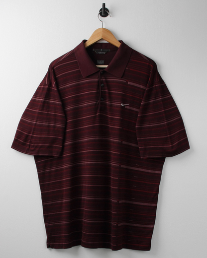 00s Nike Tiger Woods Burgundy Striped Polo (XL)