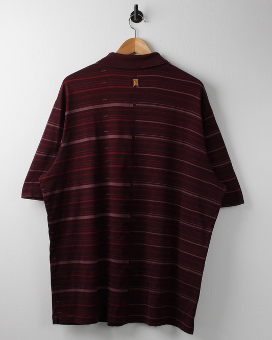 00s Nike Tiger Woods Burgundy Striped Polo (XL)