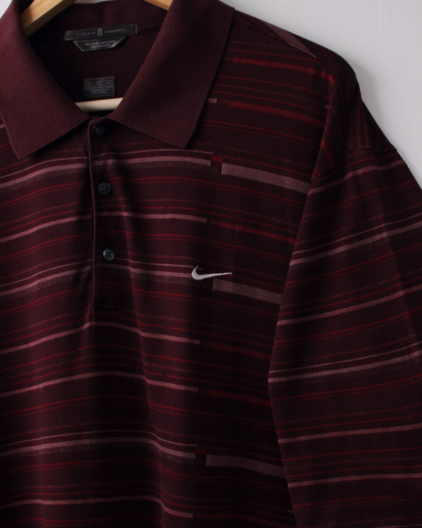 00s Nike Tiger Woods Burgundy Striped Polo (XL)