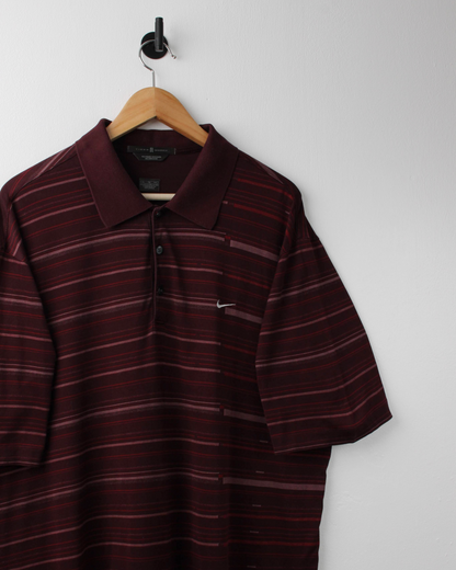 00s Nike Tiger Woods Burgundy Striped Polo (XL)