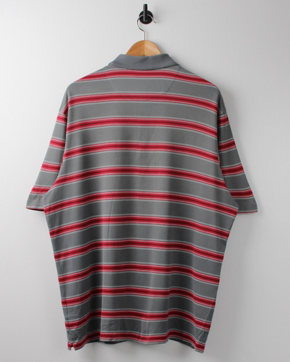 00s Nike Tiger Woods Grey & Red Striped Polo (XL)