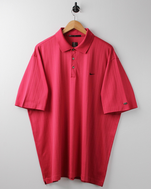00s Nike Tiger Woods Pink Textured Polo (XXL)