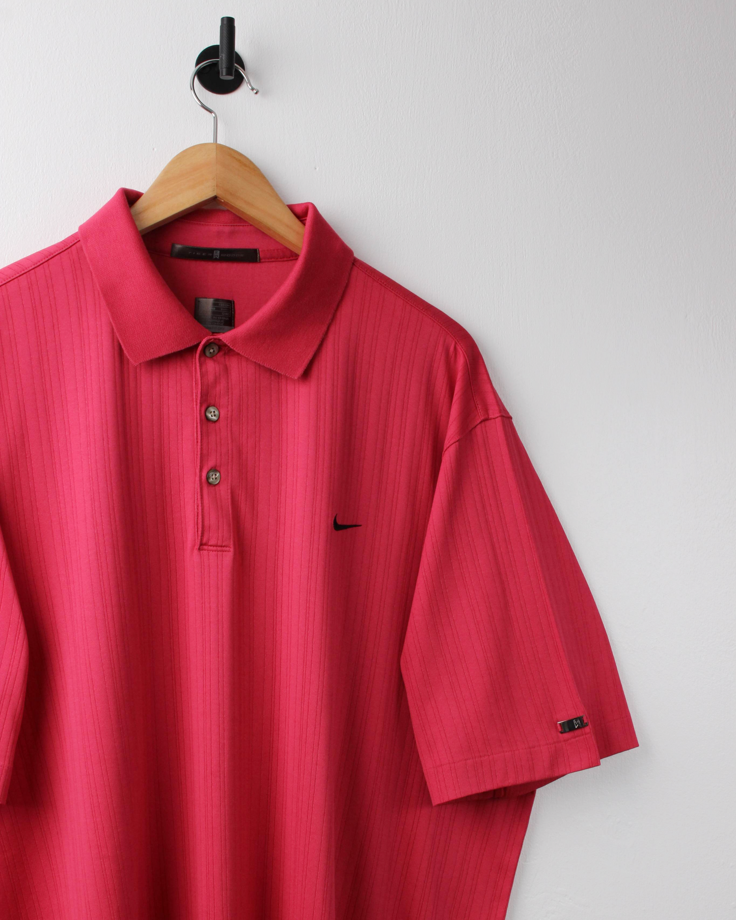 00s Nike Tiger Woods Pink Textured Polo (XXL)