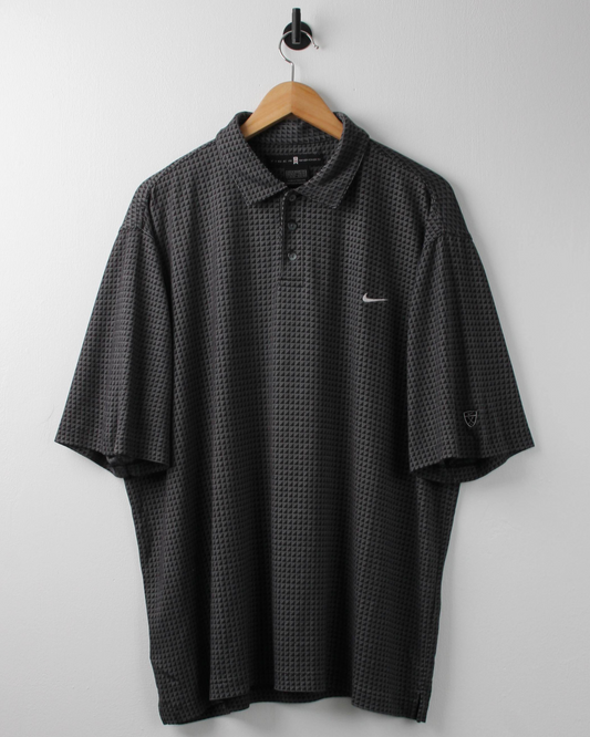 00s Nike Tiger Woods Charcoal Geometric Polo (XL)
