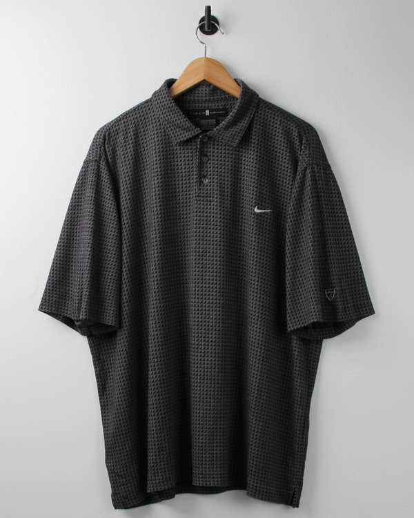 00s Nike Tiger Woods Charcoal Geometric Polo (XL)