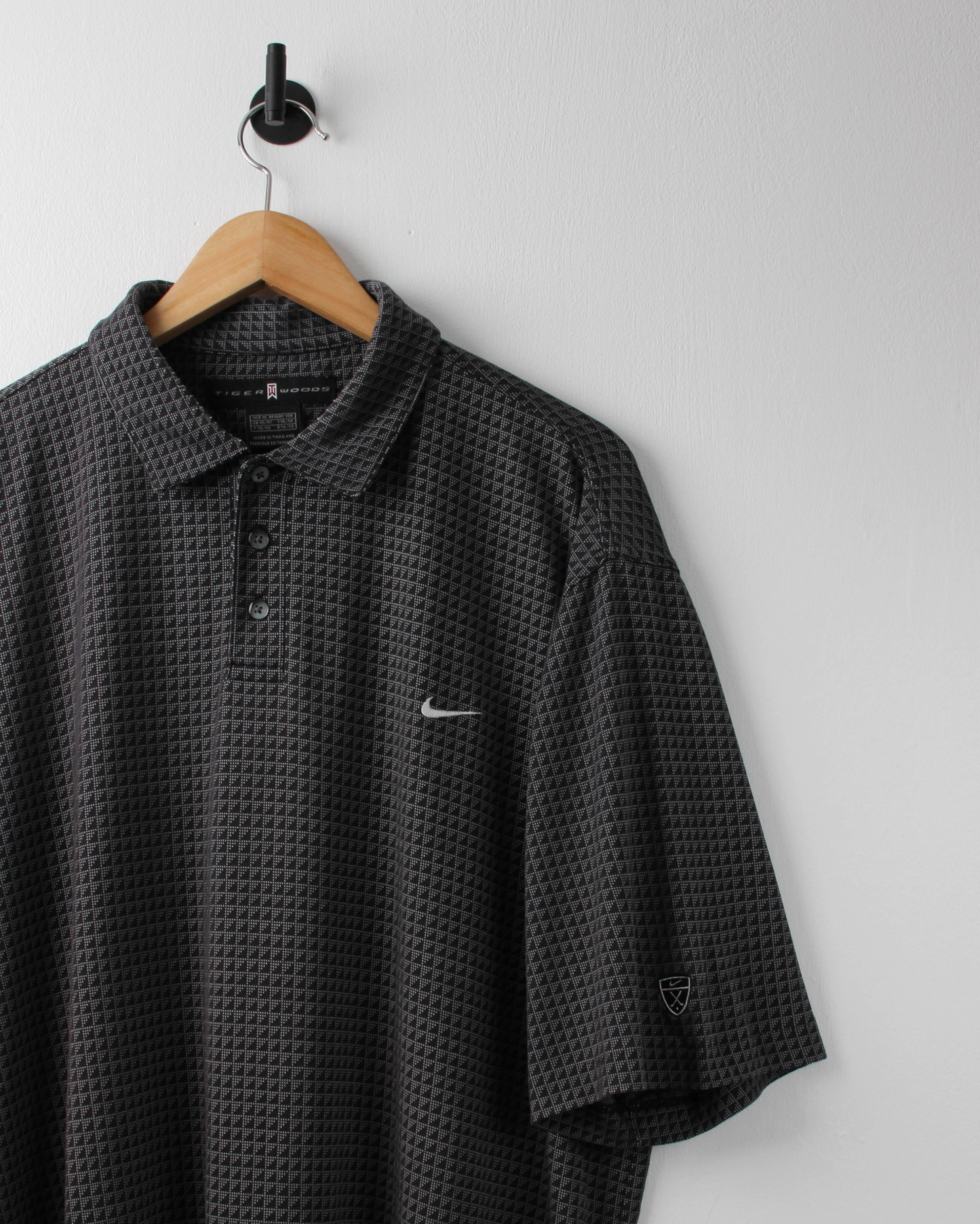 00s Nike Tiger Woods Charcoal Geometric Polo (XL)