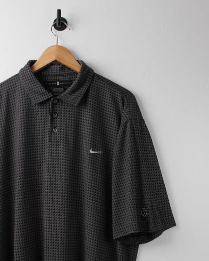 00s Nike Tiger Woods Charcoal Geometric Polo (XL)