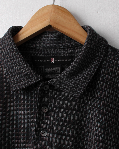 00s Nike Tiger Woods Charcoal Geometric Polo (XL)