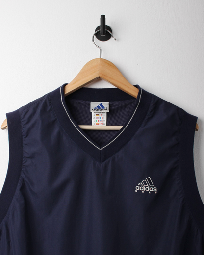 00s Adidas Navy Windbreaker Golf Vest (S)