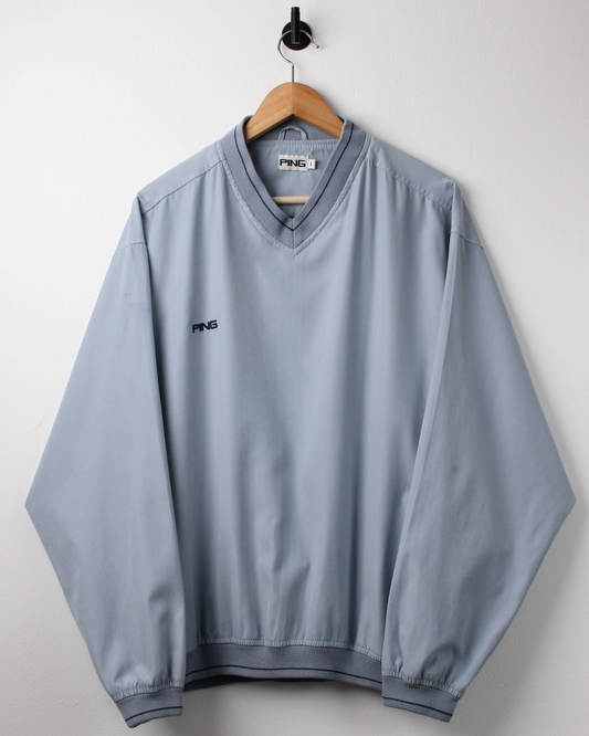 00s Ping ‘Mr Ping’ Logo Light Blue Windbreaker (L)