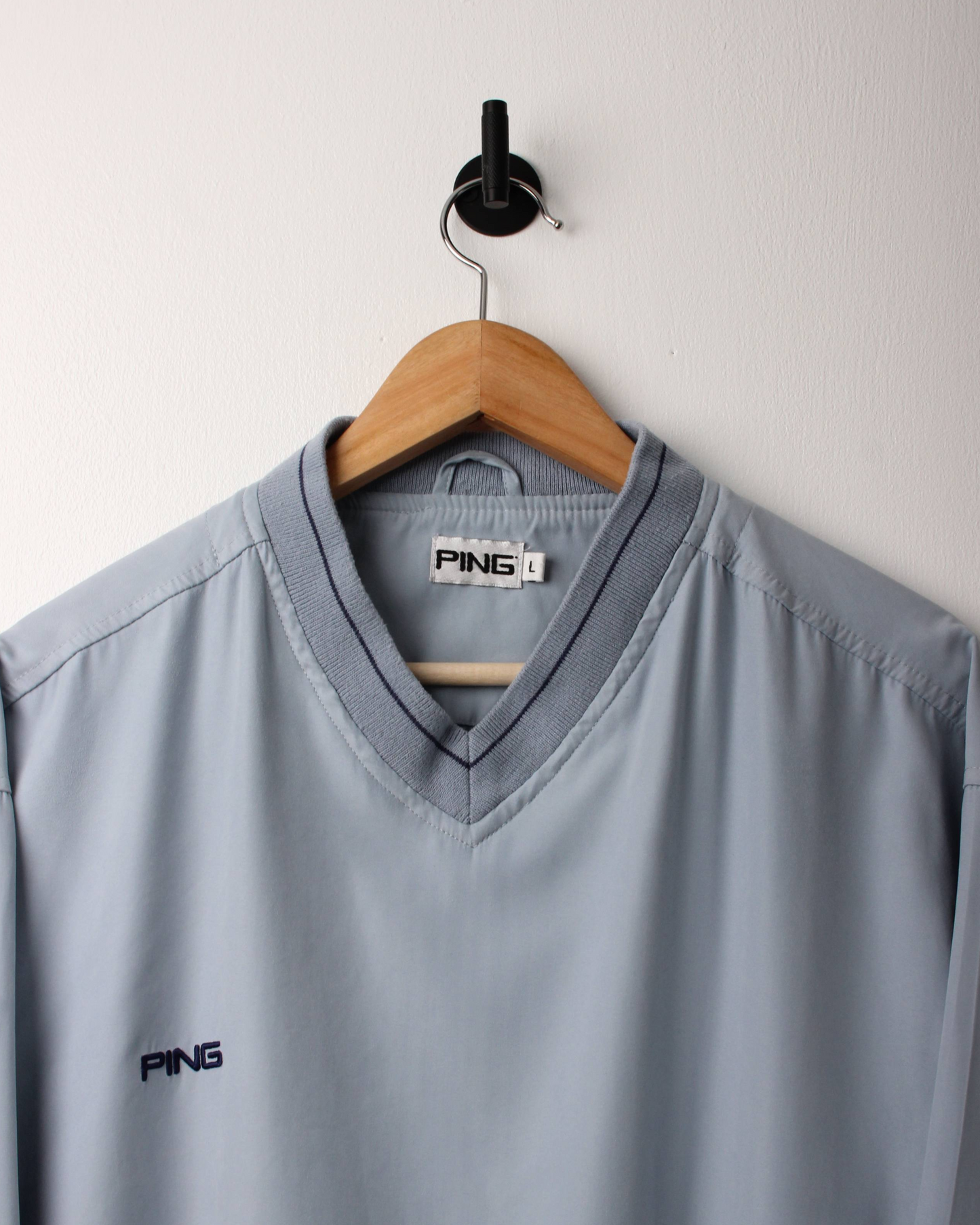 00s Ping ‘Mr Ping’ Logo Light Blue Windbreaker (L)