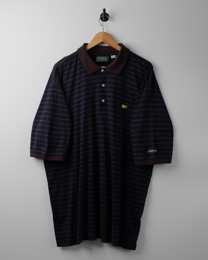 90s Masters Collection Navy & Brown Striped Polo (XL)