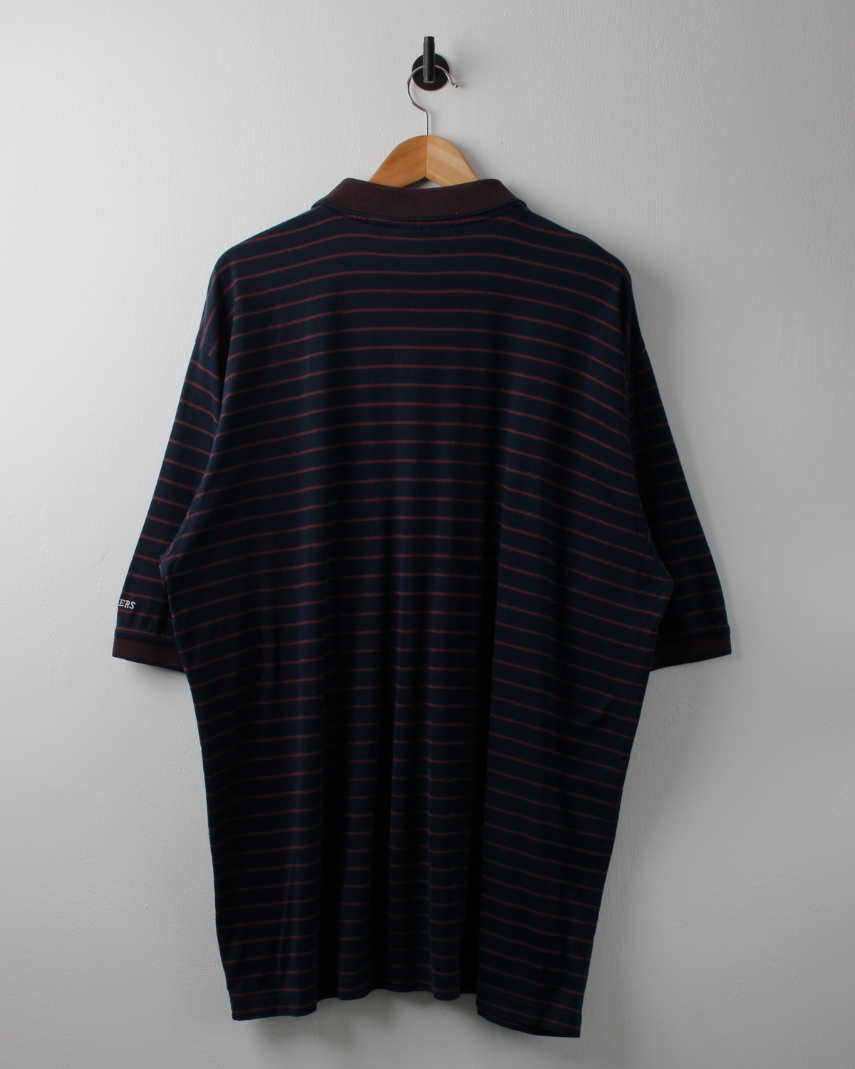 90s Masters Collection Navy & Brown Striped Polo (XL)